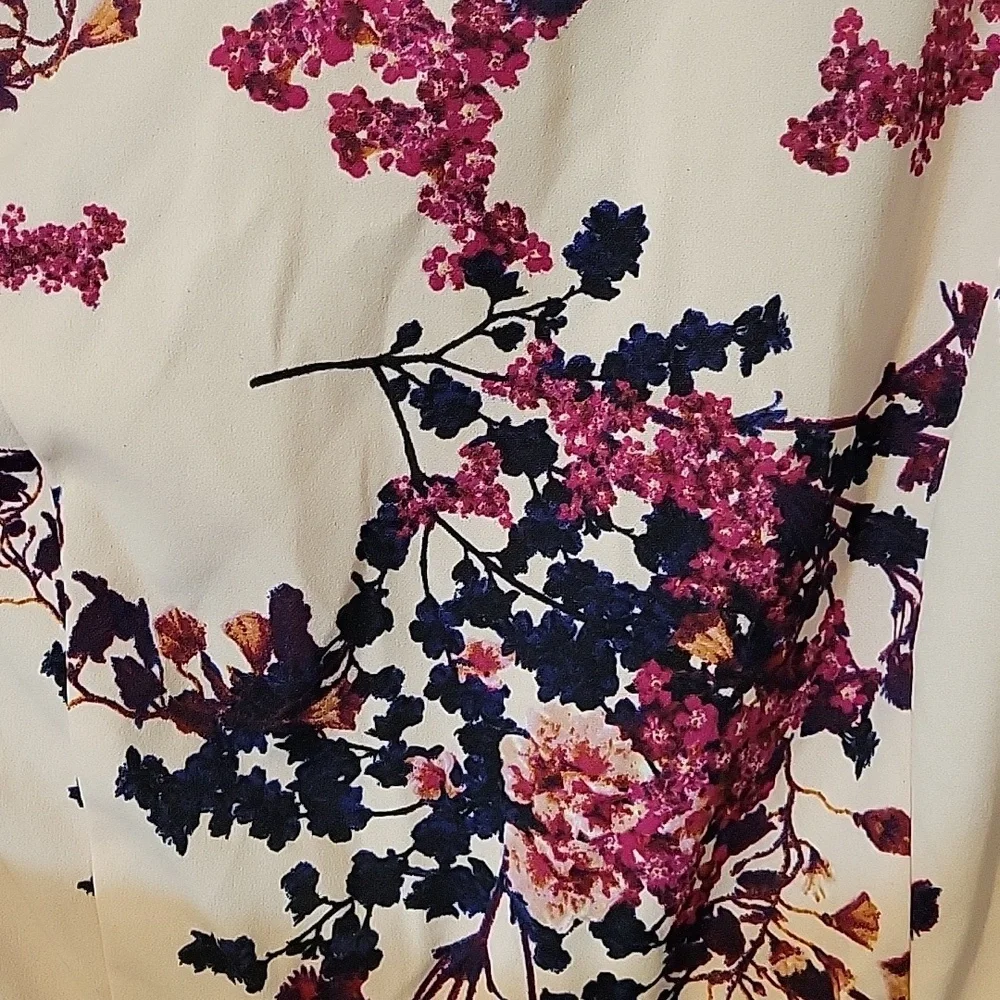 Lane Bryant Floral Black and Pink Fit and Flare Midi Dress - Picture 7 of 9